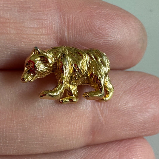 Vintage Gold Tone Bear Lapel Pin Tie Tack California