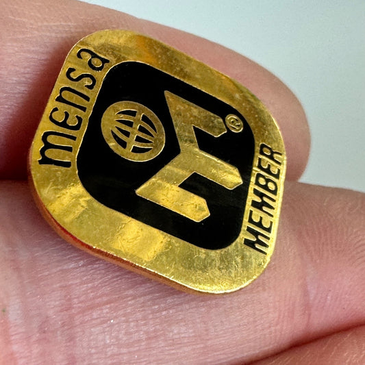 Vtg Mensa Member Gold & Black Enamel Square Lapel Pin Badge – IQ Society Rare
