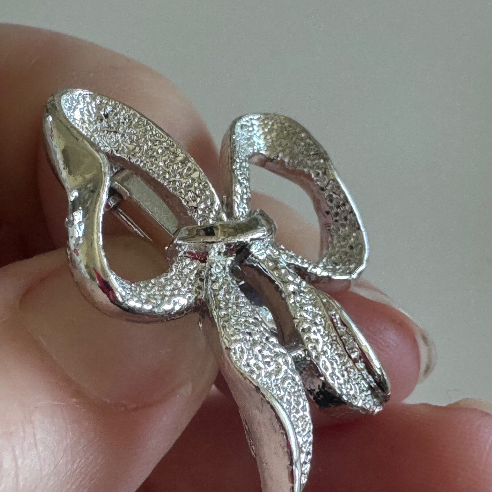 Vintage Gerry's Silver Tone Bow Brooch Pin
