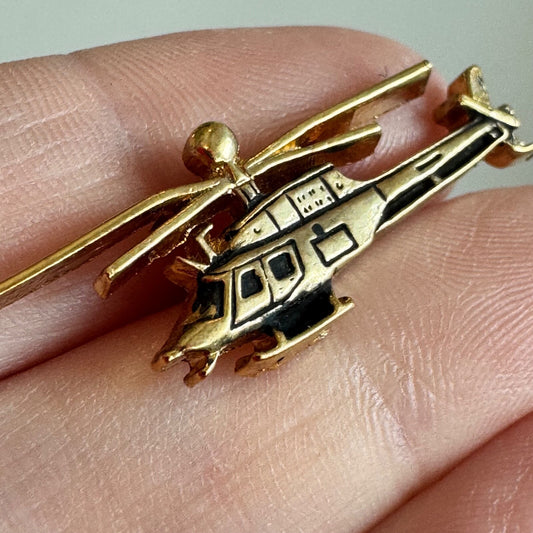 Gold Tone Bell Helicopter Helicopter Lapel Pin Tie Tack
