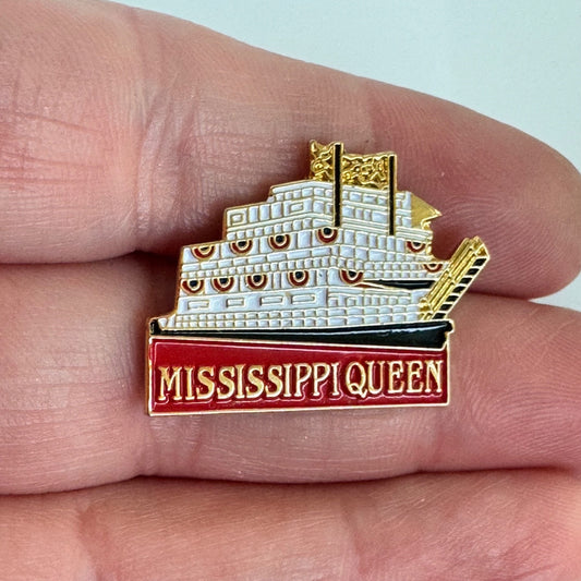 Vintage “Mississippi Queen” Paddle-Wheel Riverboat Souvenir Enamel Lapel Pin
