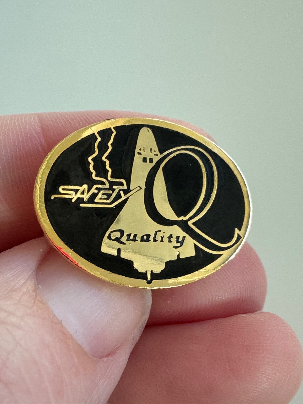 Vintage NASA Safety Quality Space Shuttle Pin – Black & Gold
