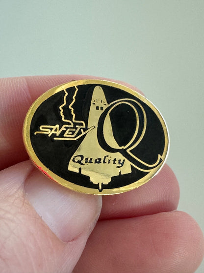 Vintage NASA Safety Quality Space Shuttle Pin – Black & Gold