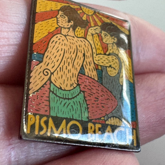 Vintage Pismo Beach California Souvenir Tourist Lapel Pin Pointilism