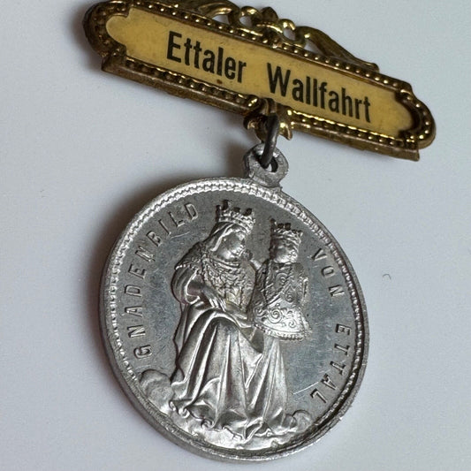 Antique Ettaler Wallfahrt Ettal Abbey Miraculous image Medal Pin Kloster