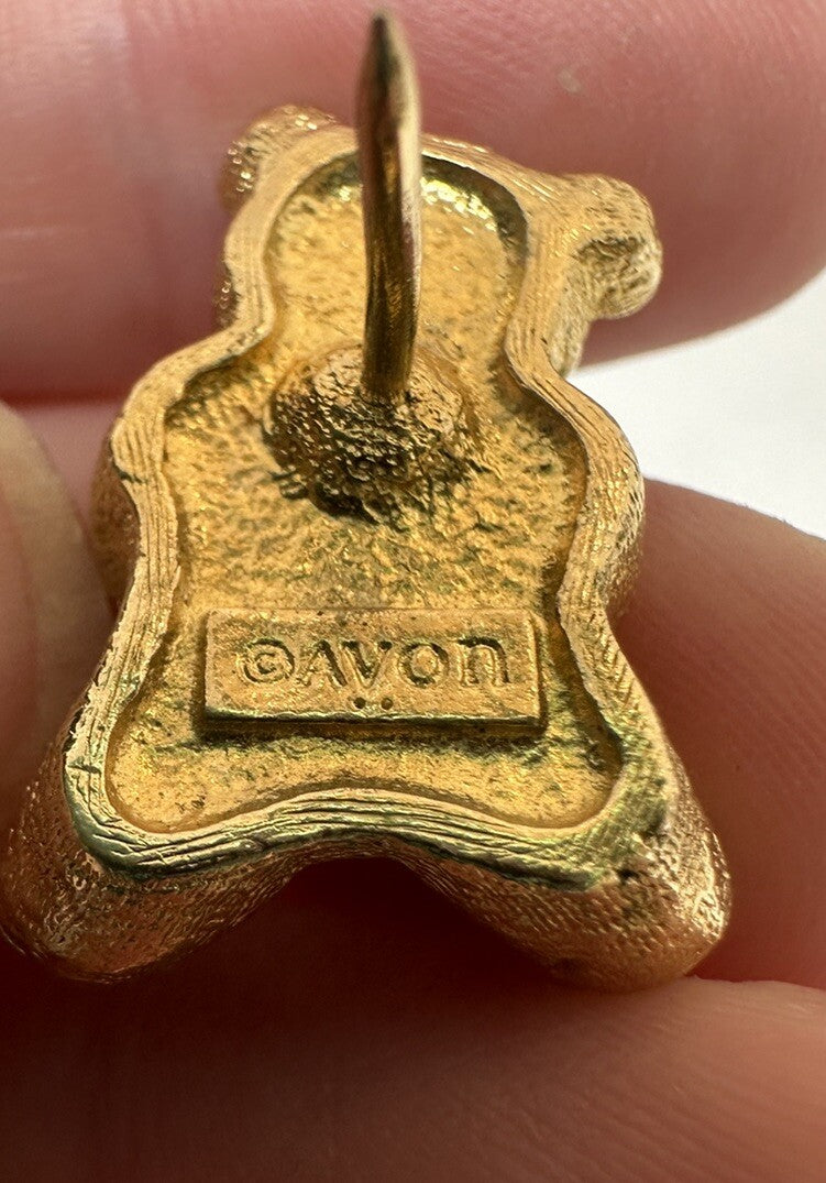 Vintage Avon Birthstone Gold-Tone Bear Pin Tie, Lapel, Hat - February Amethyst