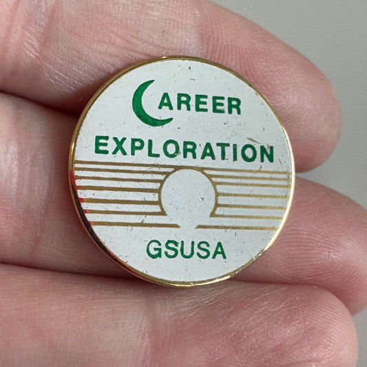 Vintage GSUSA Career Exploration Pin – Crescent Moon & Omega Symbol