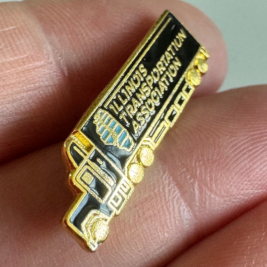 Vtg Illinois Transportation Association Black Truck Driving Enamel Lapel Pin ITA