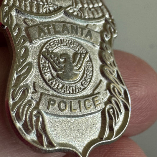 Silver Tone Atlanta Police Badge Themed Lapel Pin New Old Stock