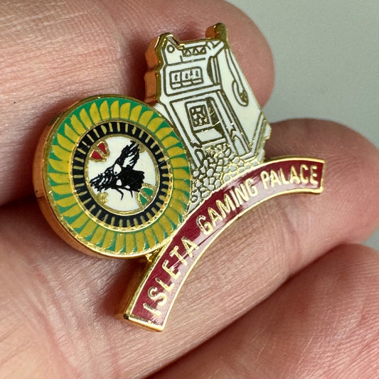 Vintage Isleta Gaming Palace Pin – Roulette Wheel & Slot Machine New Mexico