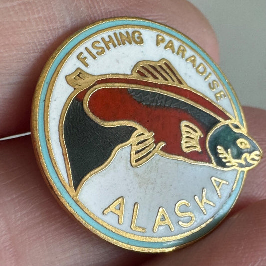 Alaska Fishing Paradise Pin – Colorful Salmon Trout Fish Enamel Souvenir