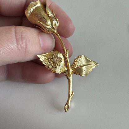 Vintage Boy Scouts Mothers Brooch Gold Tone Rose Pin