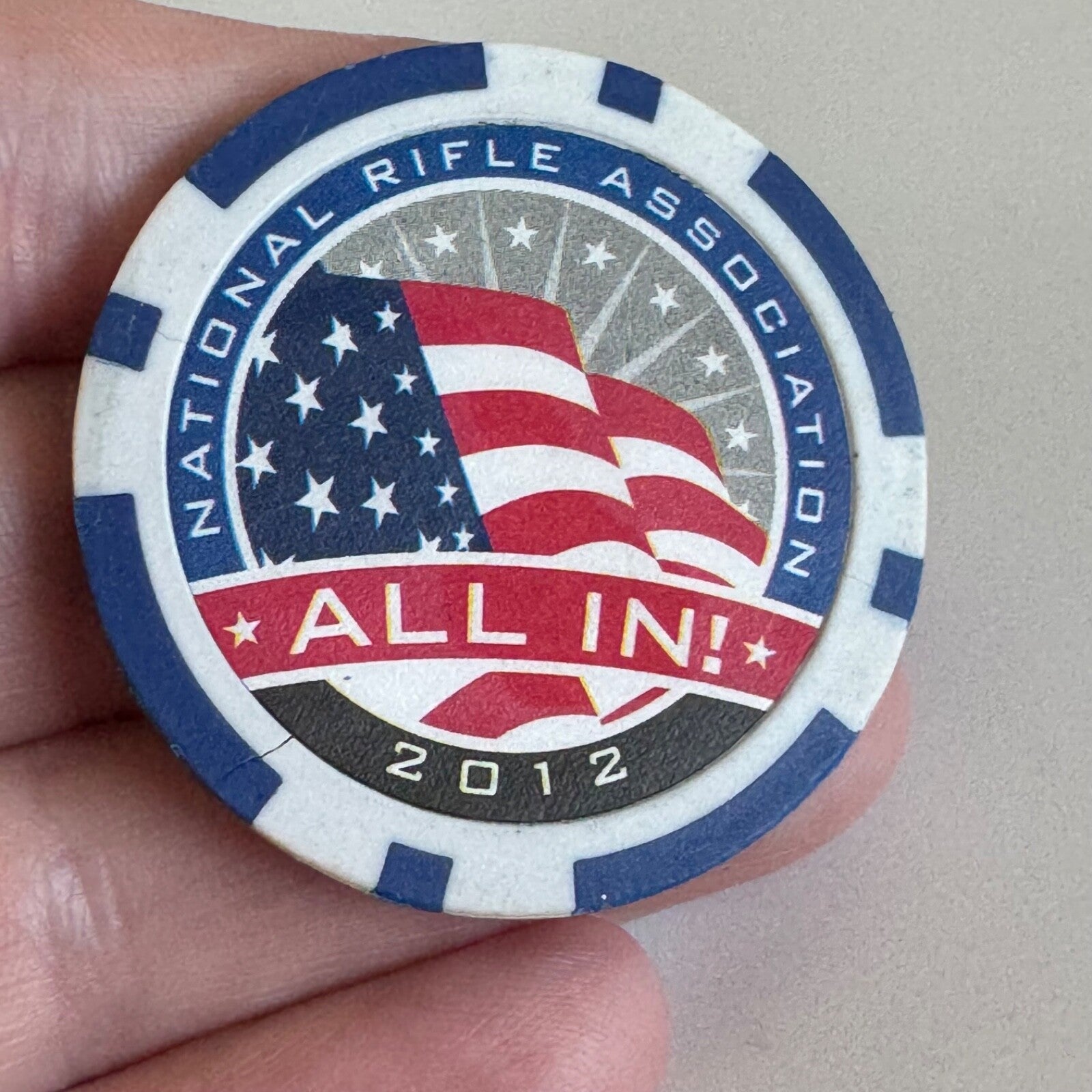 NRA Challenge Coin – All In! 2012 Poker Chip Style – National Rifle Association