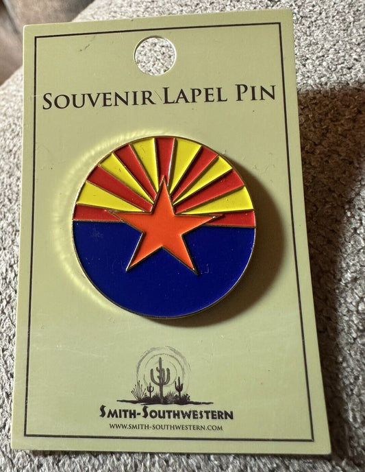Arizona State Flag Themed Circle Enamel Pin - Lapel, Hat Smith Southwestern NOS
