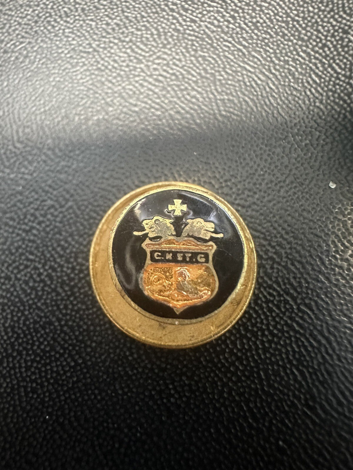 Antique Catholic Knights of St. George Screwback Lapel Pin Collar Stud