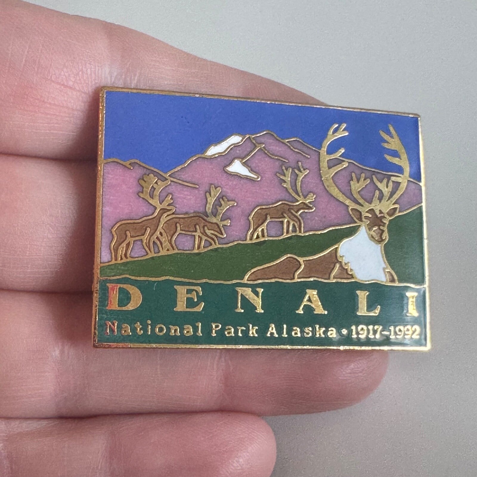 Vintage Denali National Park Alaska Pin – 75th Anniversary Caribou