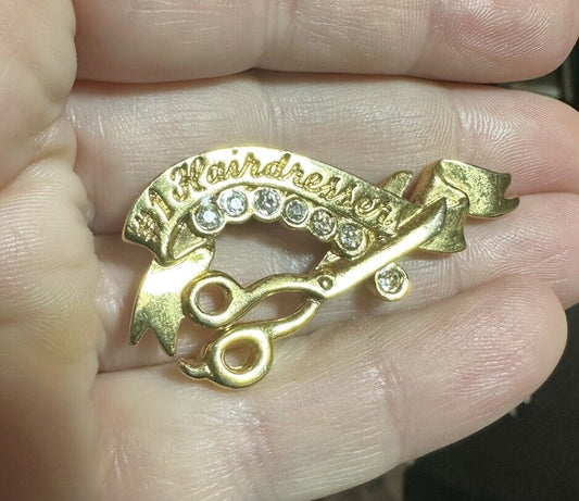 Vintage AVON Rhinestone Scissor Hairdresser Fashion Style Brooch Pin
