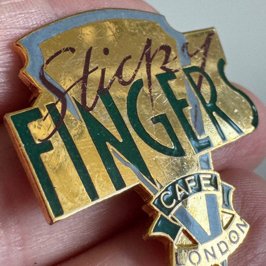 Sticky Fingers Café London Vintage Pin Badge Rolling Stones Bill Wyman