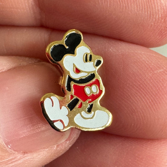 Vintage Tiny Mickey Mouse Lapel Pin Tie Tack Gold Tone