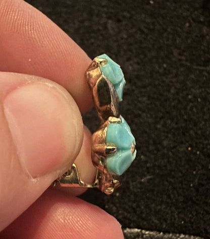 50’S CROWN TRIFARI TURQUOISE LUCITE ‘FORGET ME NOT’ FLOWER EARRINGS AND PENDANT
