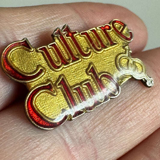 Vtg 1980s Culture Club Band Pin – Red & Gold Logo Music Fan Lapel Badge
