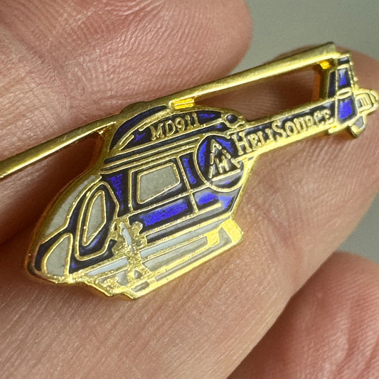 Vtg HeliSource MD911 Helicopter Enamel Lapel Pin Air Rescue Aviation Ambulance