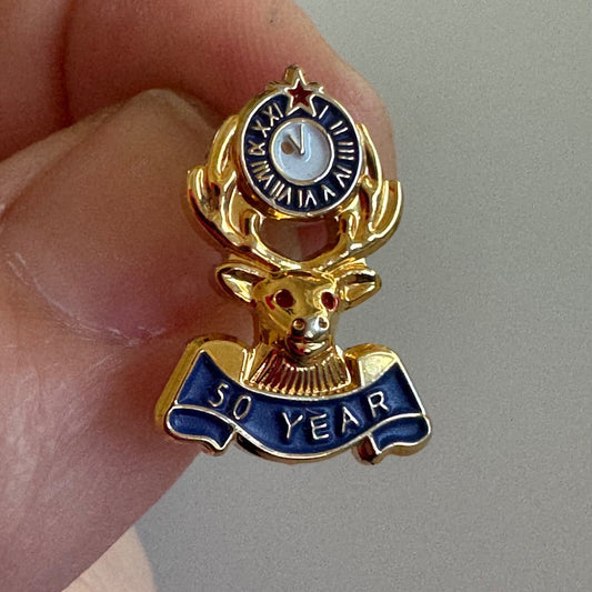 Vintage 50 Year Elks Club Member BPOE Lapel Pin Tie Tack Years