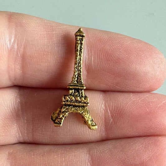 Vintage Eiffel Tower Lapel Pin Pin Tie Tack  – Paris Souvenir Badge Gold Tone