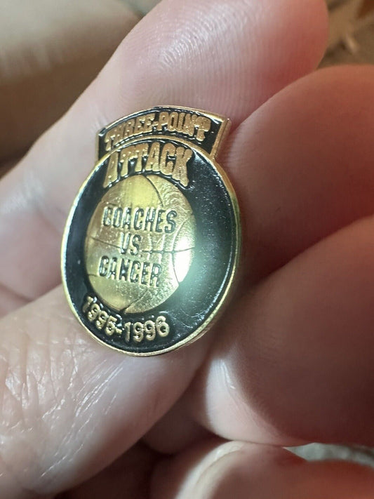 Vtg 1995-96 Coaches vs Cancer Basketball Three Point Attack Pin Vitale Valvano