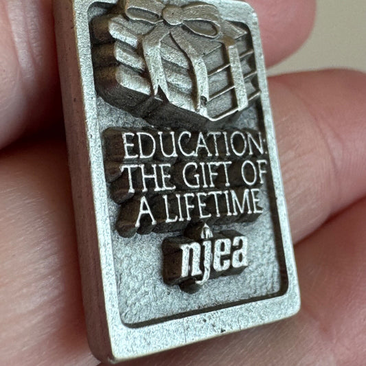 Vintage NJEA Education: The Gift of a Lifetime Lapel Pin Pewter New Jersey