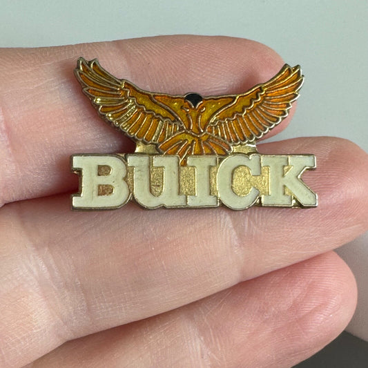 Vintage Buick Pin with Eagle – Retro Auto Brand Enamel Emblem