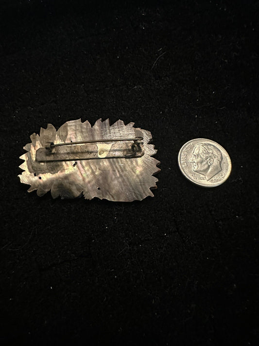 Antique Mother Of Pearl Carved Floral Victorian Brooch Pin - Stunning - Estate