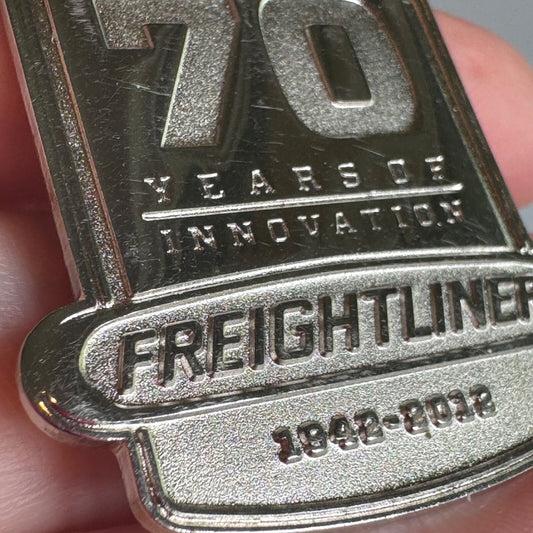 Freightliner 70 Years of Innovation 1942-2012 Lapel Pin Silver Tone