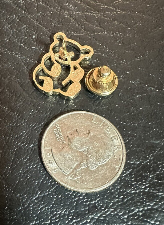 1980 Teddy Bear Animal Pin Avon Vintage Brooch Gold Silver Two Tone Small