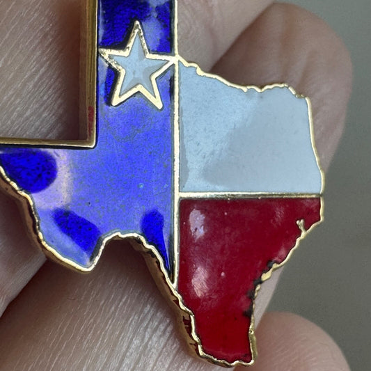 Vintage Texas Enamel Flag State Shaped Lapel Pin NICE! 1980s