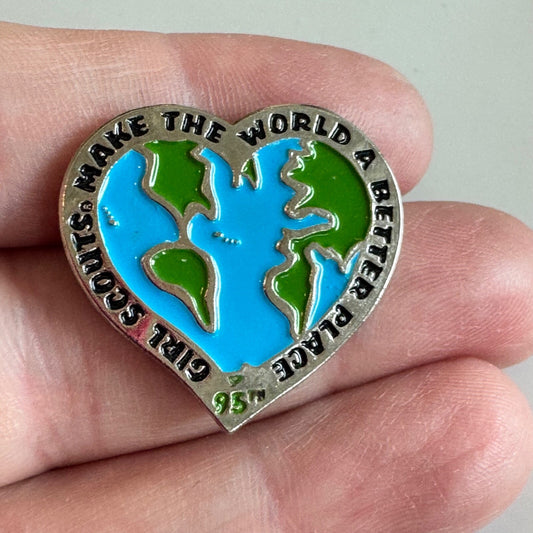 Girl Scouts 95th Anniversary Heart Pin – “Make the World a Better Place” Earth D