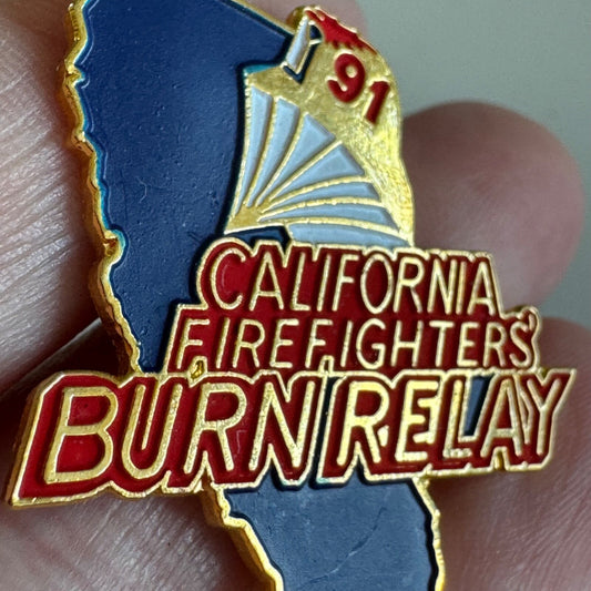 Vintage 1991 California Firefighters Burn Relay Lapel Pin 
