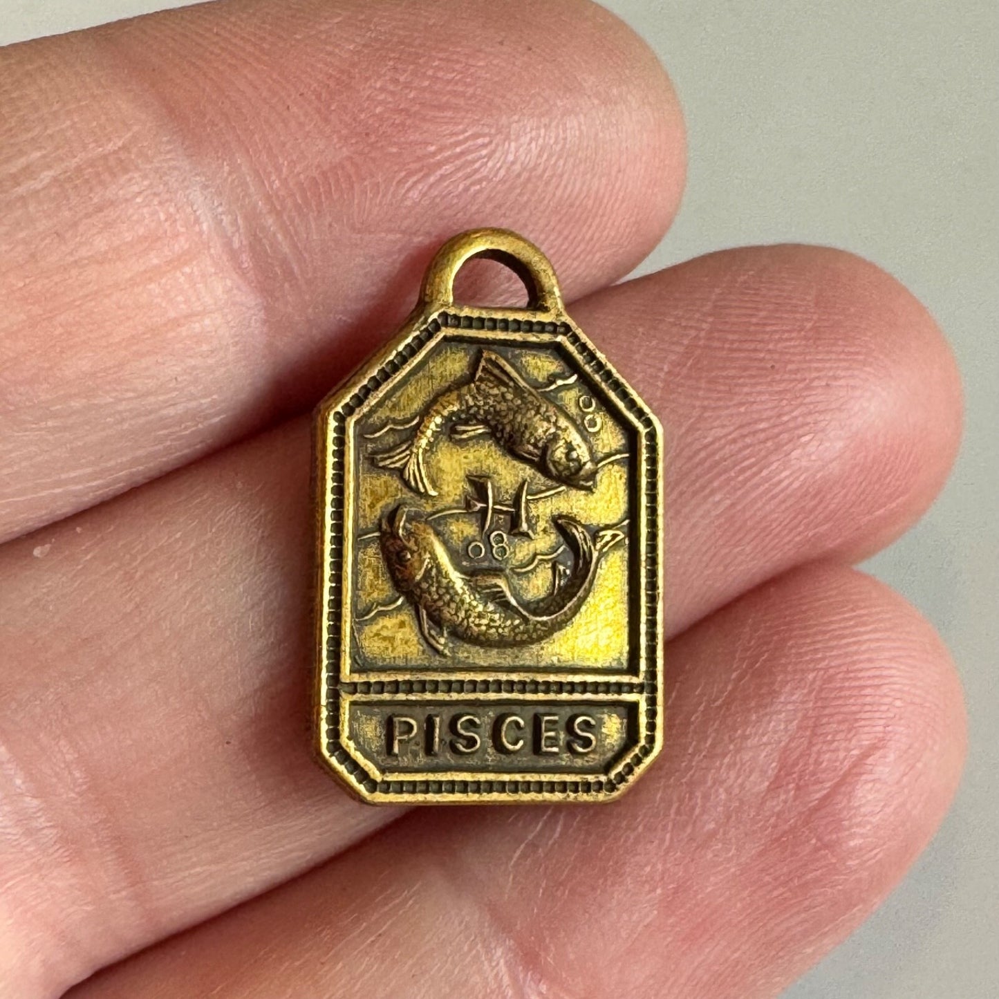 Vintage Zodiac Pendants 1930s-1940s Brass Charm Gold Tone NOS Astrology