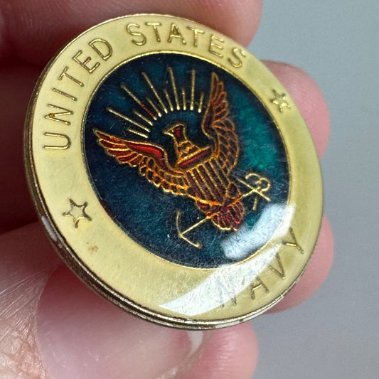 United States Navy Round Pin – Classic Deep Blue Emblem