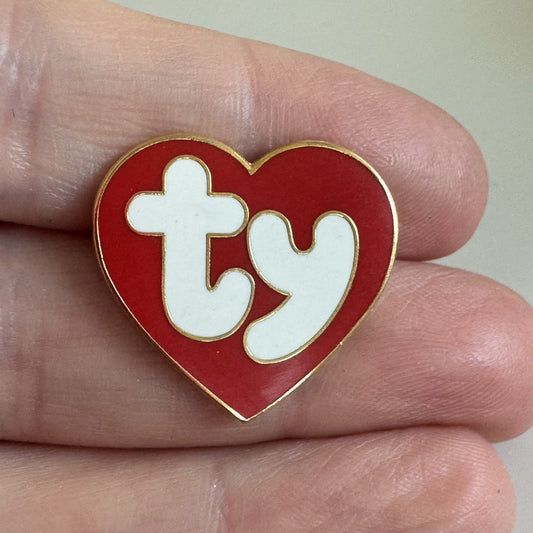 TY Beanie Baby Heart Shaped Logo Lapel Pin NOS Fun!