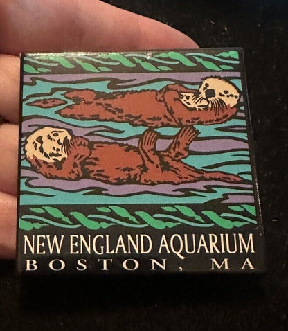 Aquarium New England Boston Zoo MA USA Otters Vintage Hat Lapel Pin