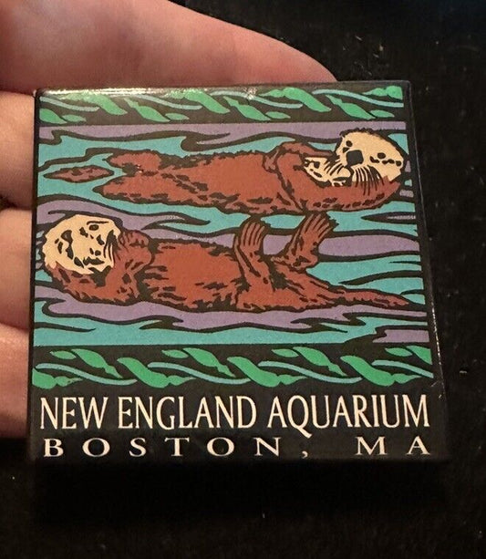 Aquarium New England Boston Zoo MA USA Otters Vintage Hat Lapel Pin