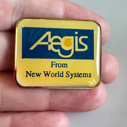 Aegis from New World Systems Pin - Computer Aided Dispatch System 9-1-1 Police
