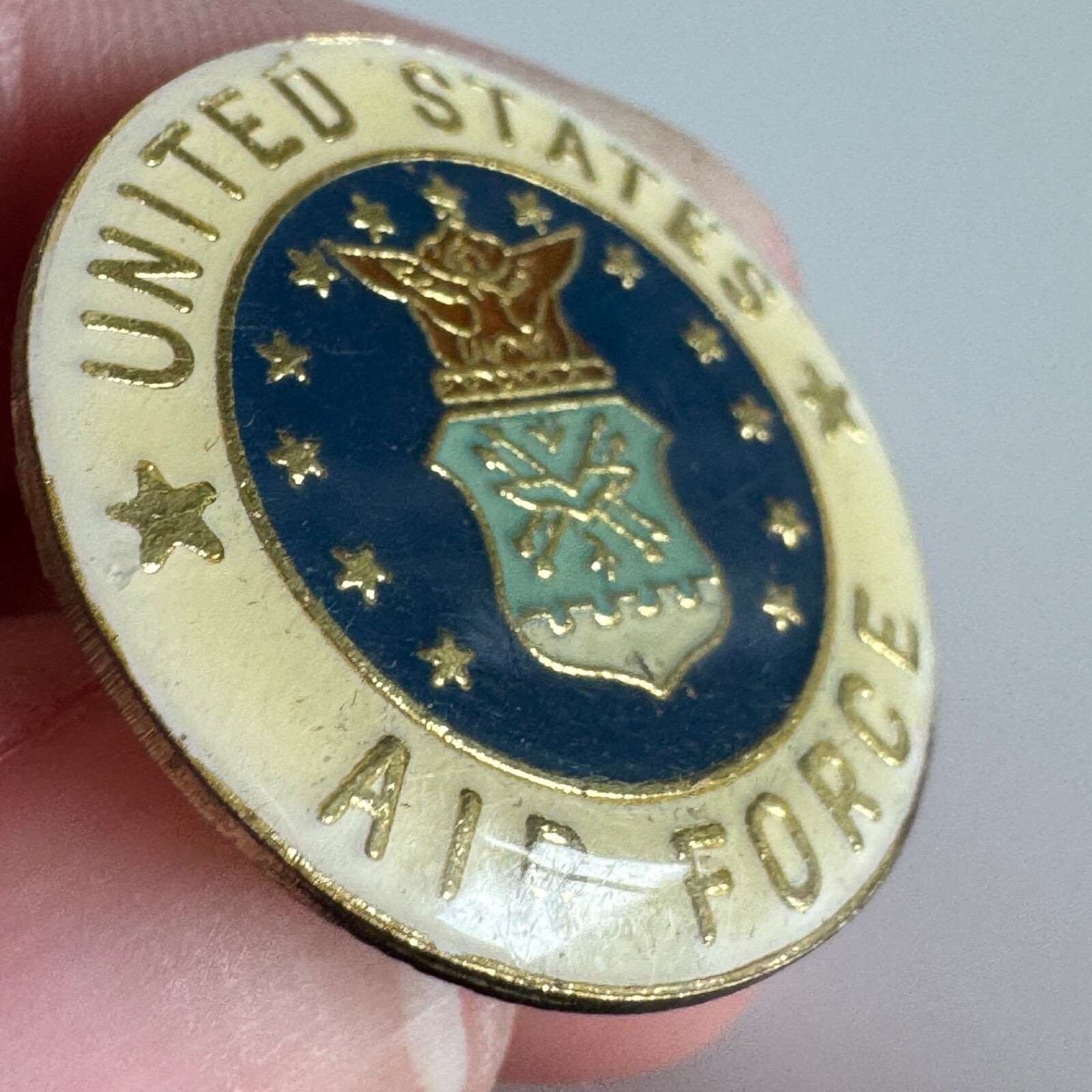 Vintage United States Air Force Round Enamel Pin – Military Pride Emblem