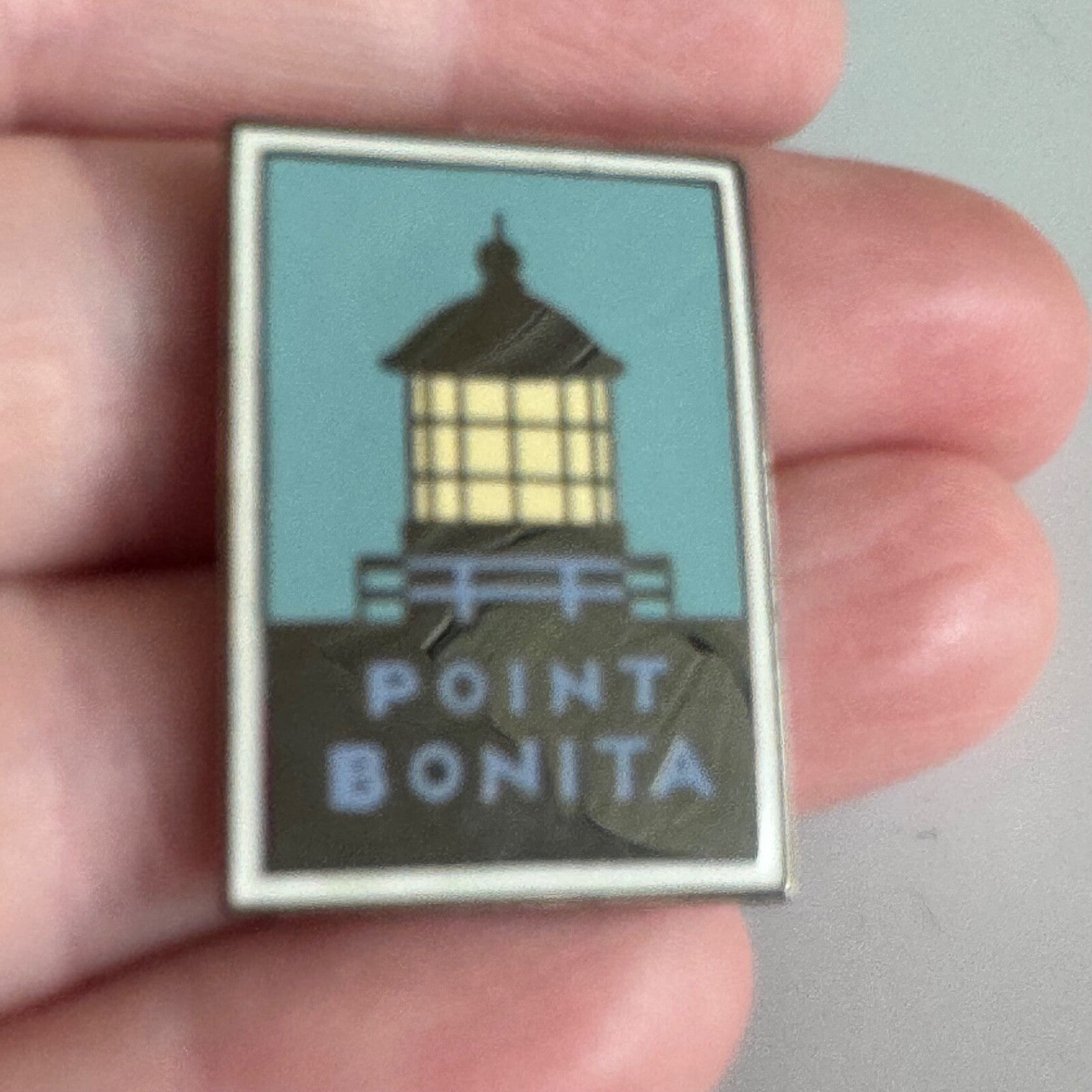Vintage Point Bonita Lighthouse Pin – Simple Blue & Yellow Enamel National Park