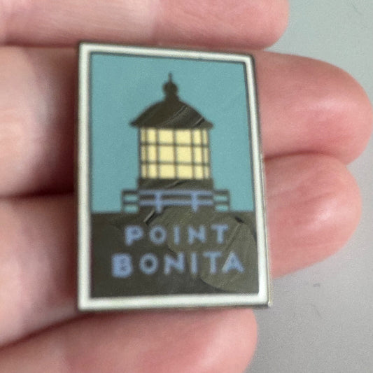 Vintage Point Bonita Lighthouse Pin – Simple Blue & Yellow Enamel National Park