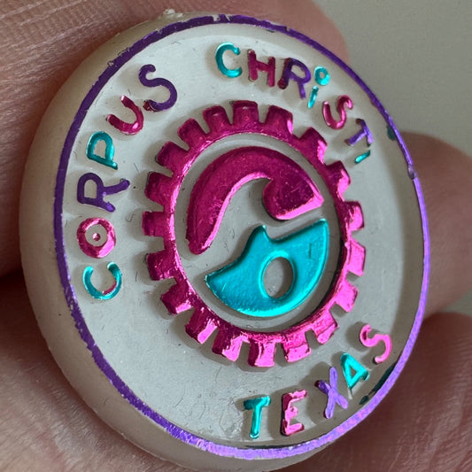 Vintage Corpus Christi Texas Pin – Neon Wave Motif Souvenir Tourist
