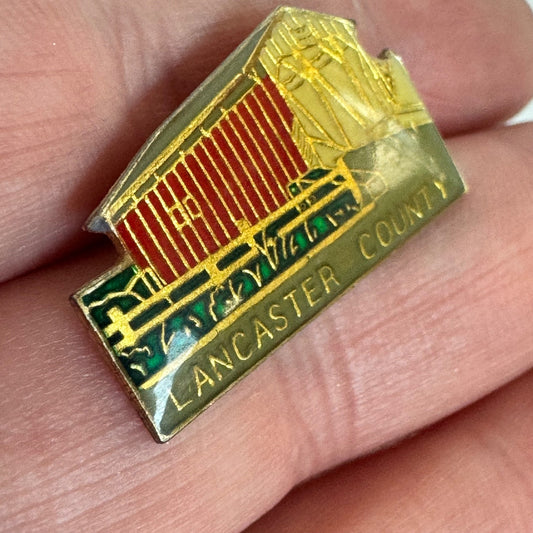 Vintage Lancaster County PA Covered Bridge Souvenir Enamel Lapel Pin
