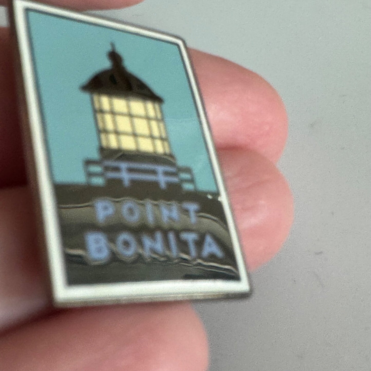 Vintage Point Bonita Lighthouse Pin – Simple Blue & Yellow Enamel National Park