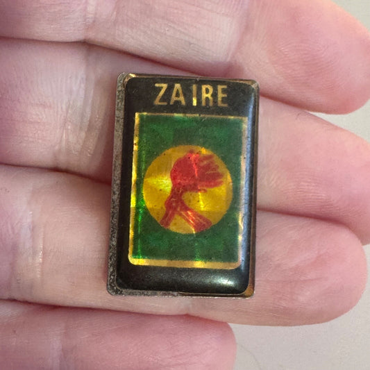 Vintage Zaire Flag Coat of Arms Souvenir Tourist Lapel Pin
